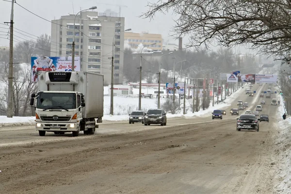 Місто дороги, очищених від снігу — стокове фото