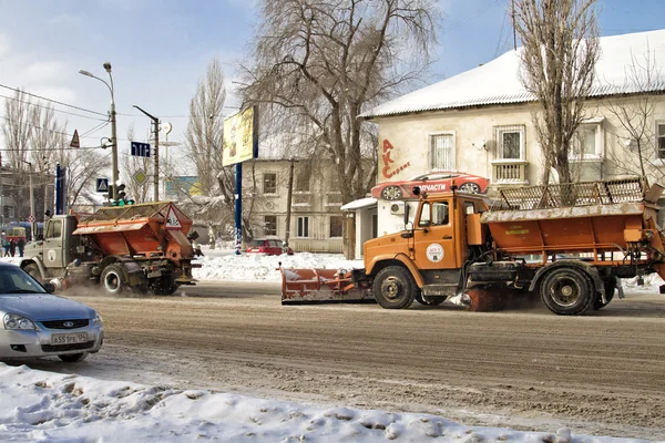Зимняя дорога Волгограда — стоковое фото