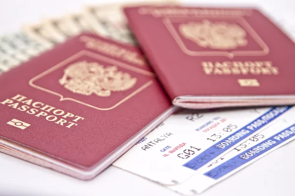 International passport, cash and tickets — Stock Photo, Image