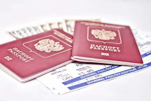 International passport, dollars and tickets to Antalya — Stock Photo, Image