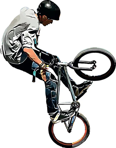 Imagen Vectorial Color Ciclista Bmx Realizando Trucos Extremos — Archivo Imágenes Vectoriales