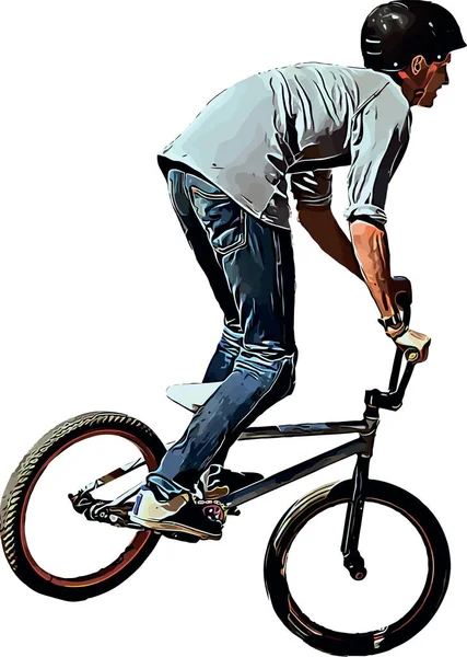 Imagem Vetorial Colorida Ciclista Bmx Realizando Truques Extremos — Vetor de Stock