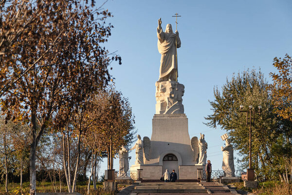ESSENTUKI - OCTOBER 22: Statue of Jesus Christ blessing the whole Caucasus. October 22, 2021 in Essentuki, Russia