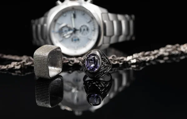 Montres Pour Hommes Titane Bijoux Pour Femmes Argent — Photo