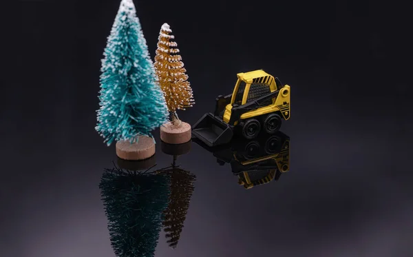 Concept : cutting down coniferous forests before the Christmas holidays — Stock Photo, Image