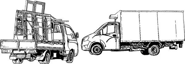 Images vectorielles noir et blanc d'équipements spéciaux pour le transport — Image vectorielle