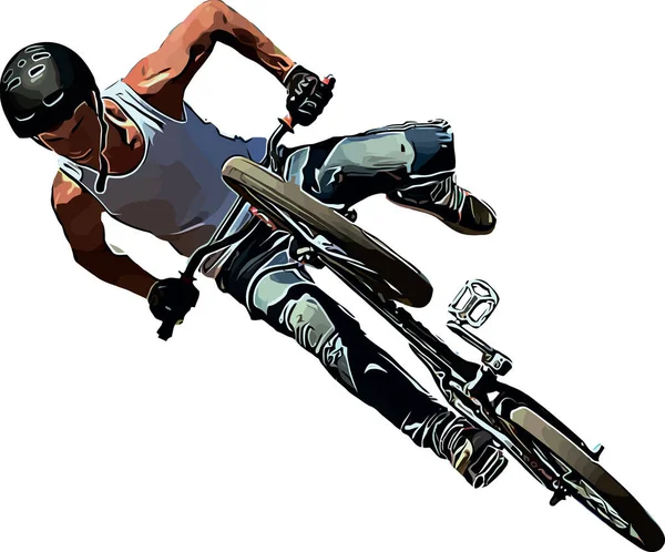 Kleur vector afbeelding van een fietser op BMX uitvoeren van extreme stunts — Stockvector