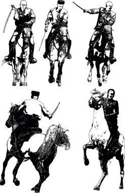 Cossacks with sabers perform tricks on racehorses