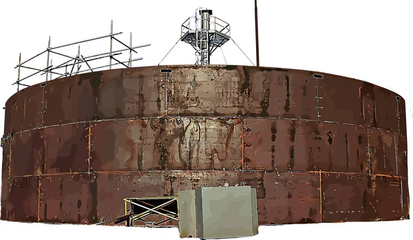 Image vectorielle de la construction d'un réservoir métallique pour les produits pétroliers — Image vectorielle