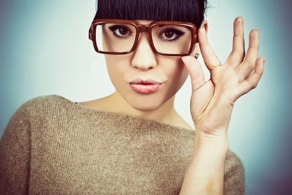 Portret van het meisje dragen bril — Stockfoto