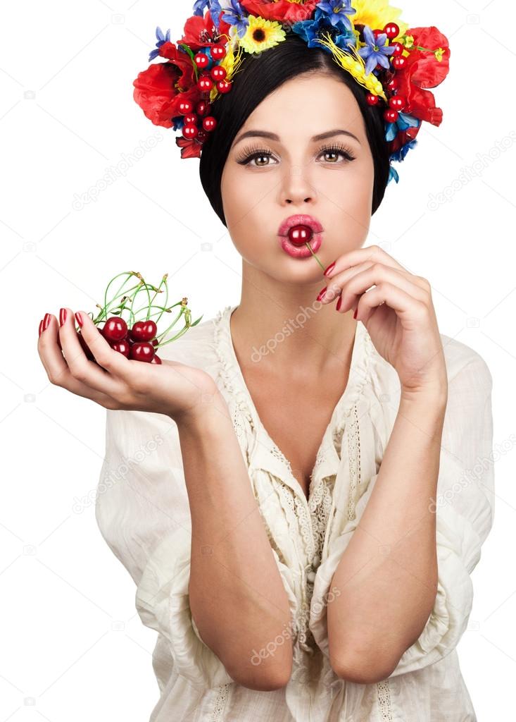 girl with cherries