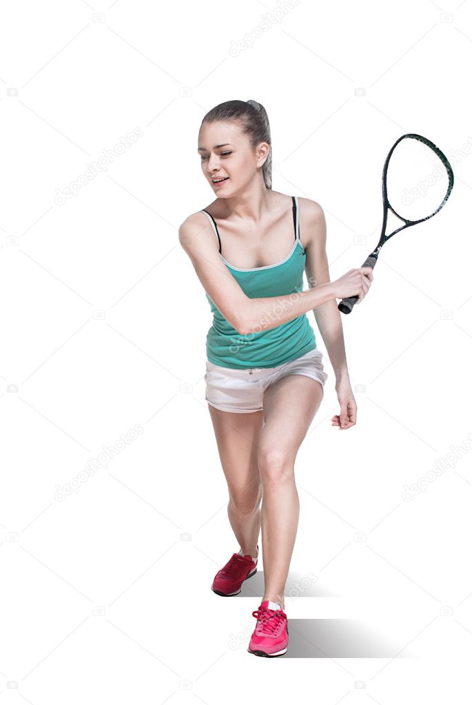 woman playing squash