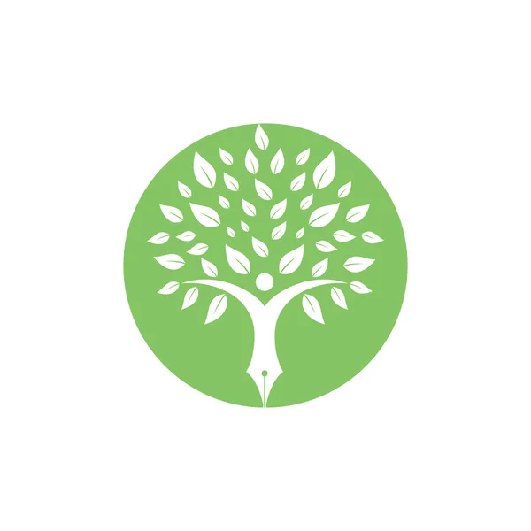 Assurance Éducation Logo Soutien Concept Stylo Icône Arbre Humain Logo — Image vectorielle