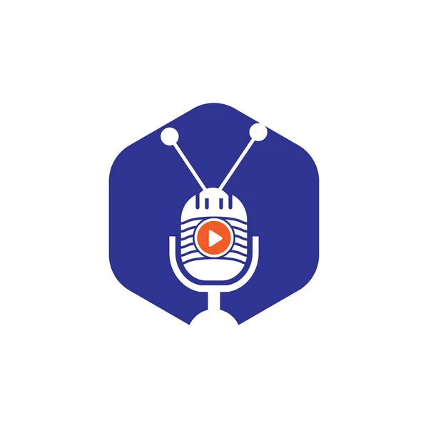 Подкаст Векторный Дизайн Логотипа Дизайн Микрофона Иконки Телевизора — стоковый вектор