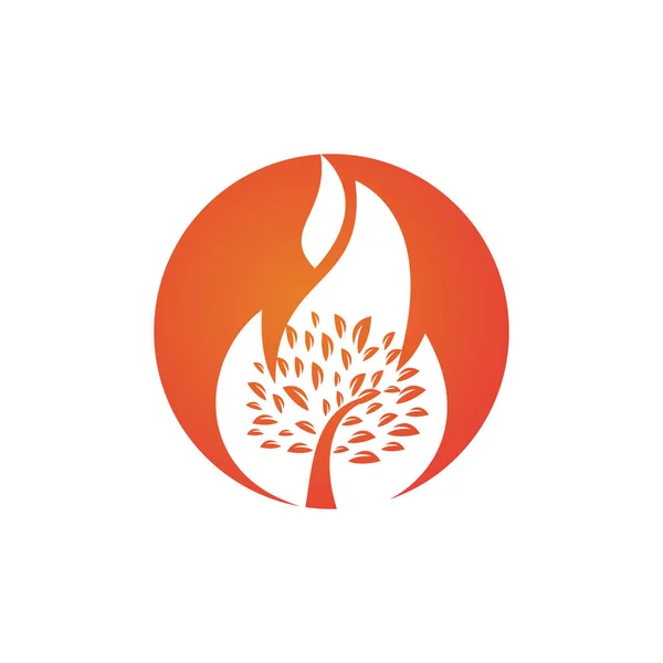 Modelo Projeto Logotipo Vetor Árvore Fogo Conceito Logotipo Ícone Natureza —  Vetores de Stock