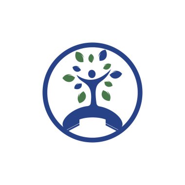 Doğanın vektör logosu tasarımı. El seti ve insan ağaç ikonu tasarım şablonu.