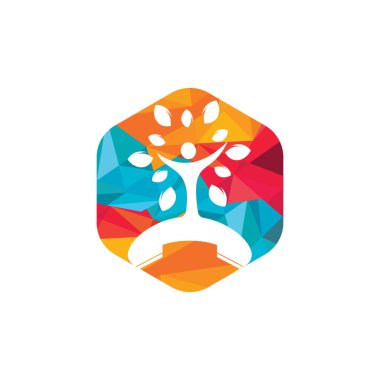 Doğanın vektör logosu tasarımı. El seti ve insan ağaç ikonu tasarım şablonu.
