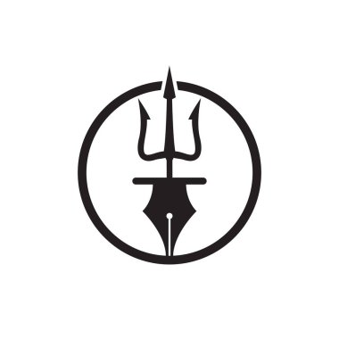 Üç köşeli mızrak vektör logosu tasarımı. Mızrak ve uç simgesi çizimi.