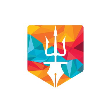 Üç köşeli mızrak vektör logosu tasarımı. Mızrak ve uç simgesi çizimi.