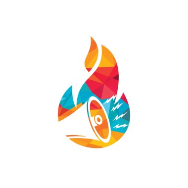 Megafon ateş vektör logo tasarım şablonu. Pazarlama, devrim ve haber logosu kavramı.