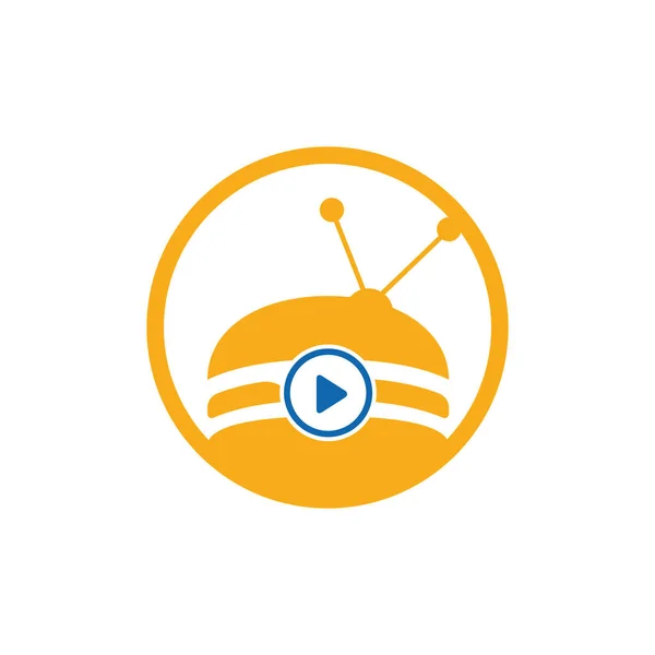 フードテレビベクトルロゴデザインテンプレート バーガーとテレビのアイコンデザイン — ストックベクタ