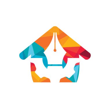 Vites ve kalem vektör logosu tasarımı. Eşsiz kanun ve endüstriyel logot tasarım şablonu.