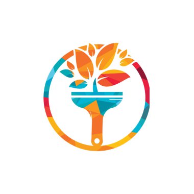 Bitki fırçası vektör logosu boyası. Bahçe vektör logosu konseptini yenile.