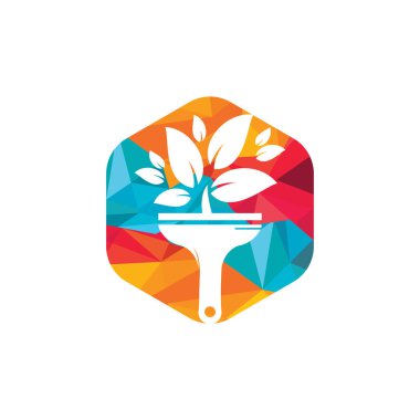 Bitki fırçası vektör logosu boyası. Bahçe vektör logosu konseptini yenile.