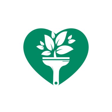 Bitki fırçası vektör logosu boyası. Bahçe vektör logosu konseptini yenile.