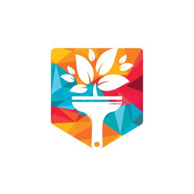 Bitki fırçası vektör logosu boyası. Bahçe vektör logosu konseptini yenile.