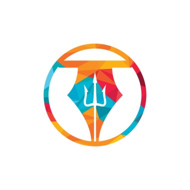 Üç köşeli mızrak vektör logosu tasarımı. Mızrak ve uç simgesi çizimi.