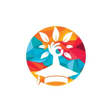 Eğitim sigortası ve logo konsepti. Mezuniyet şapkası ve el ağacı simgesi logosu.
