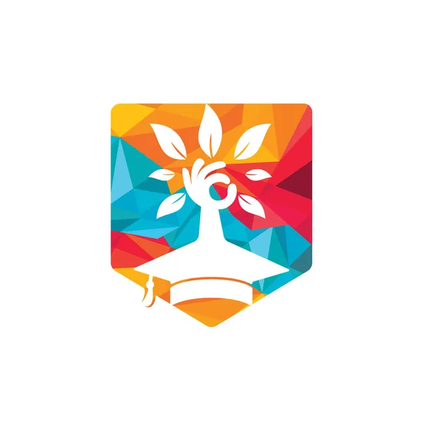 Eğitim Sigortası Logo Konsepti Mezuniyet Şapkası Ağacı Simgesi Logosu — Stok Vektör