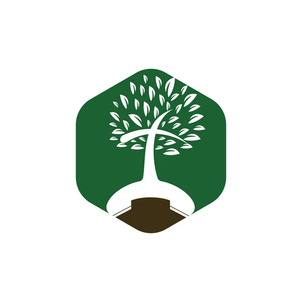 Igreja Chamar Conceito Logotipo Handset Árvore Igreja Vetor Logotipo Design —  Vetores de Stock