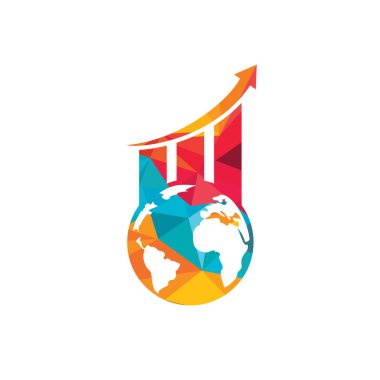 World Stats vektör logo tasarım şablonu. Dünya finans logosu tasarımı kavramı.