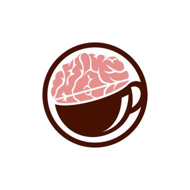 Kahve beyinli vektör logo tasarımı şablonu.
