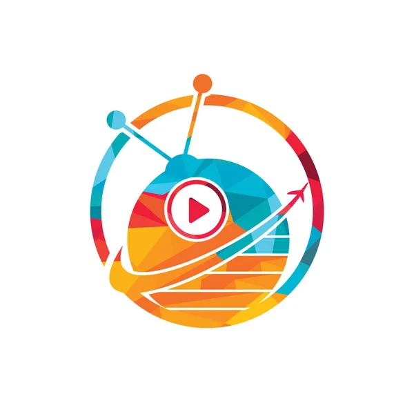旅行テレビベクトルロゴデザインテンプレート 旅行撮影の冒険世界のロゴデザインコンセプトテンプレート — ストックベクタ