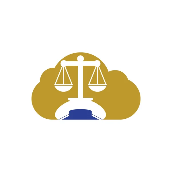 Law Call Vector Logo Design Template Handset Balance Cloud Icon — Stock Vector