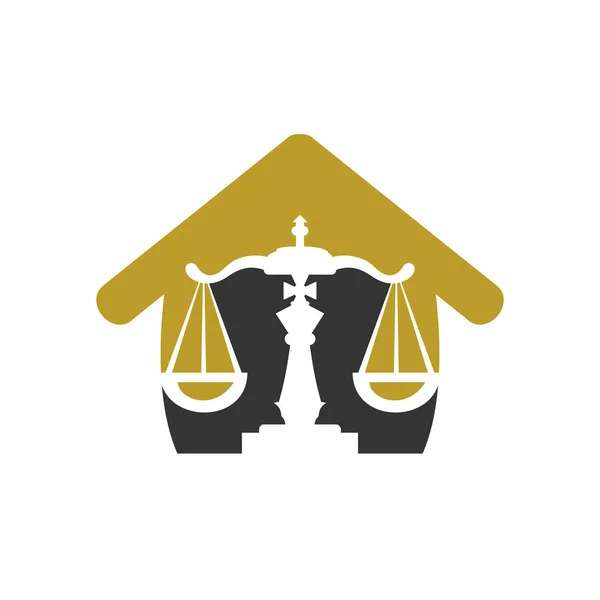 Szachowy Wzór Logo Wektora Prawa Król Szachów Ikona Skali — Wektor stockowy