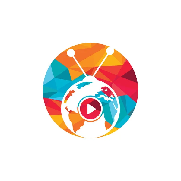 Concepto Diseño Logotipo Vector Global Diseño Iconos Televisión Mundial — Archivo Imágenes Vectoriales