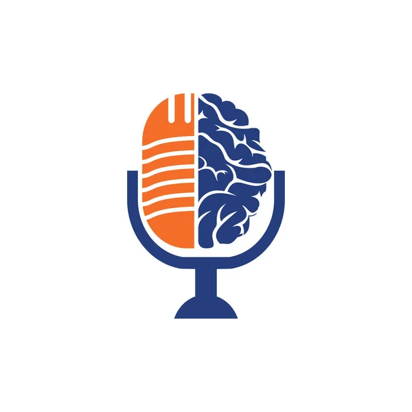 Дизайн Логотипа Подкаста Мозга Трансляция Векторной Иллюстрации Логотипа Развлекательного Бизнеса — стоковый вектор
