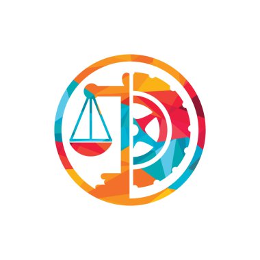 Taşıma yasası vektör logo tasarım şablonu. Lastik ve denge simgesi tasarımı.