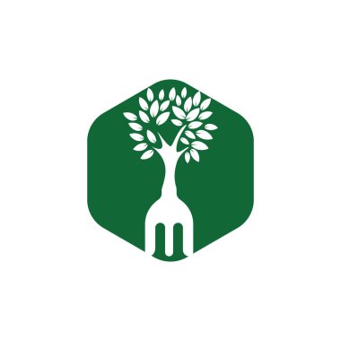 Çatal el ağacı vektör logosu tasarımı. Restoran ve tarım logosu kavramı.