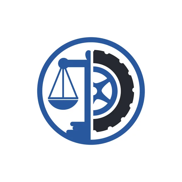 Transport Law Vector Logo Design Template Tire Balance Icon Design — Stock Vector