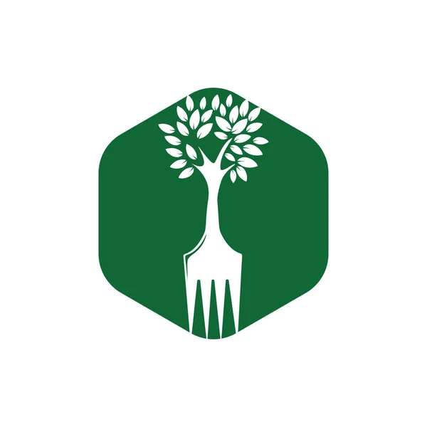 Diseño Del Logotipo Del Árbol Horquilla Vector Concepto Logo Restaurante — Vector de stock