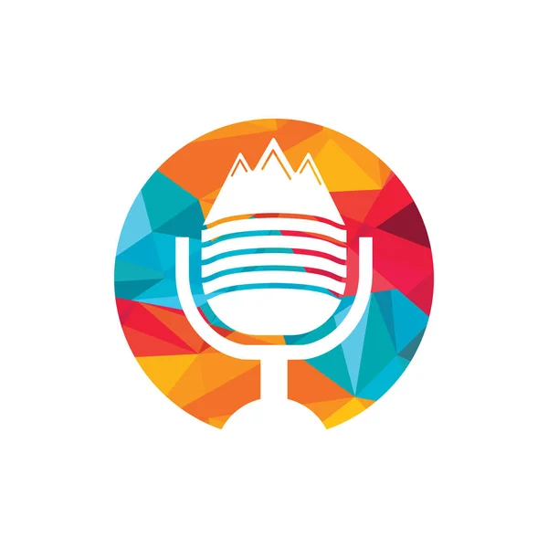 Podcast Dağ Vektör Logo Tasarım Şablonu — Stok Vektör