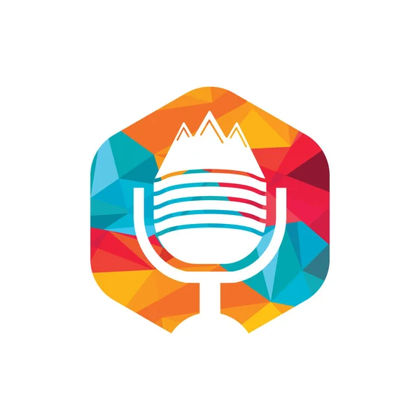 Podcast Dağ Vektör Logo Tasarım Şablonu — Stok Vektör