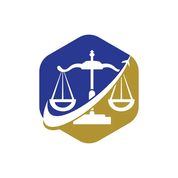 Travel Law Vector Logo Design Template Aeroplan Law Balance Icon — Stock Vector