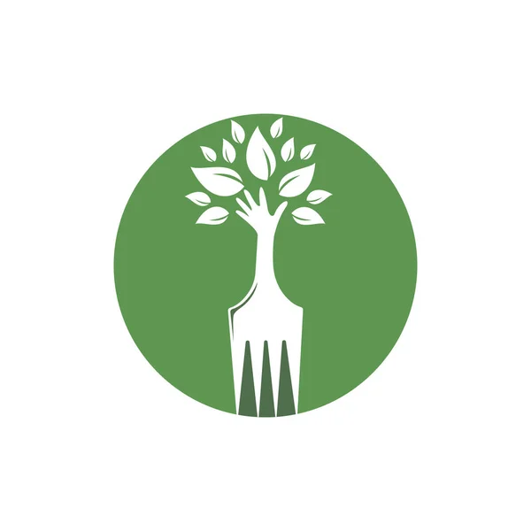 Fork Main Arbre Vecteur Logo Design Restaurant Agriculture Logo Concept — Image vectorielle