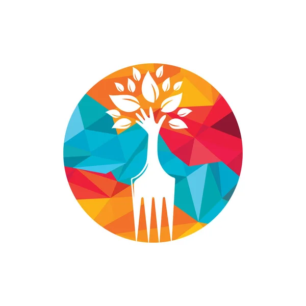 Çatal Ağacı Vektör Logosu Tasarımı Restoran Tarım Logosu Kavramı — Stok Vektör